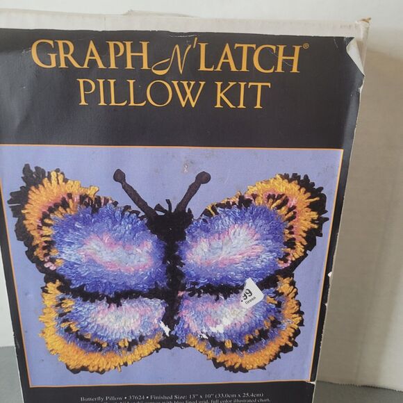 NEW Graph N latch Pillow Kit Butterfly craft hobby kids fun homeschool 13X10 rug - Picture 3 of 9